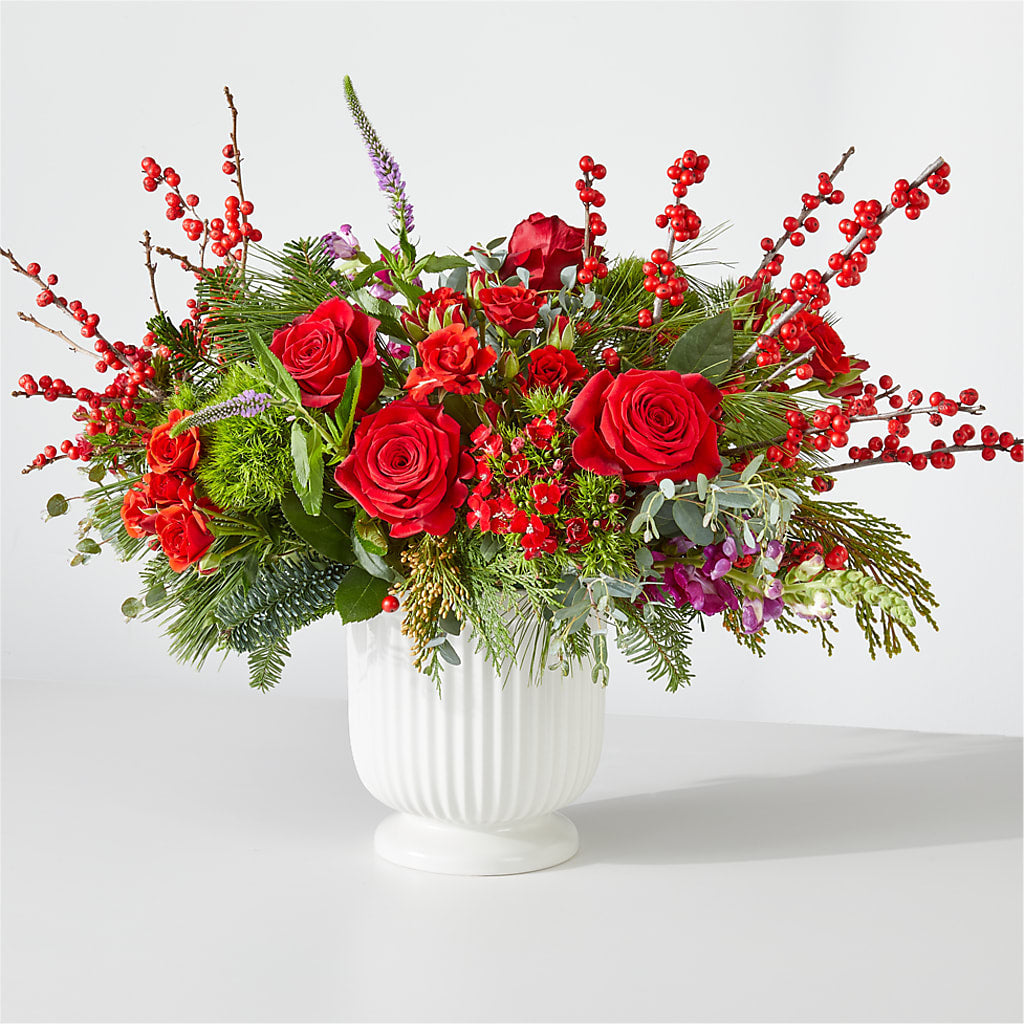 Big Red Bow Bouquet – Netcong Village Florist, Netcong NJ