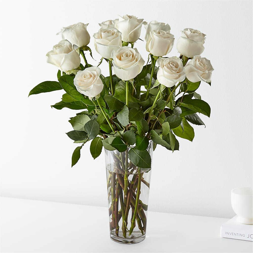 Long Stem White Rose Bouquet – Netcong Village Florist, Netcong NJ