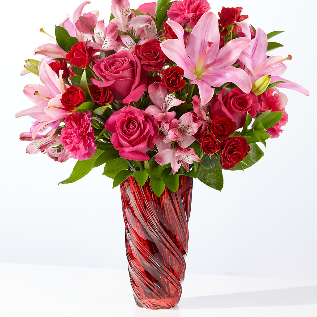 In Love Bouquet with Luxe Swirl Vase – Netcong Village Florist, Netcong NJ
