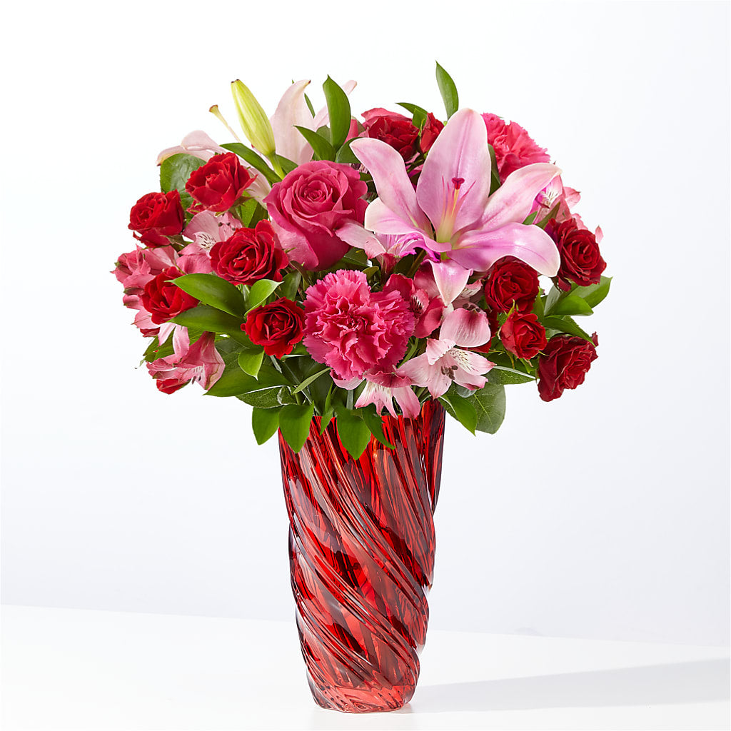 In Love Bouquet with Luxe Swirl Vase – Netcong Village Florist, Netcong NJ