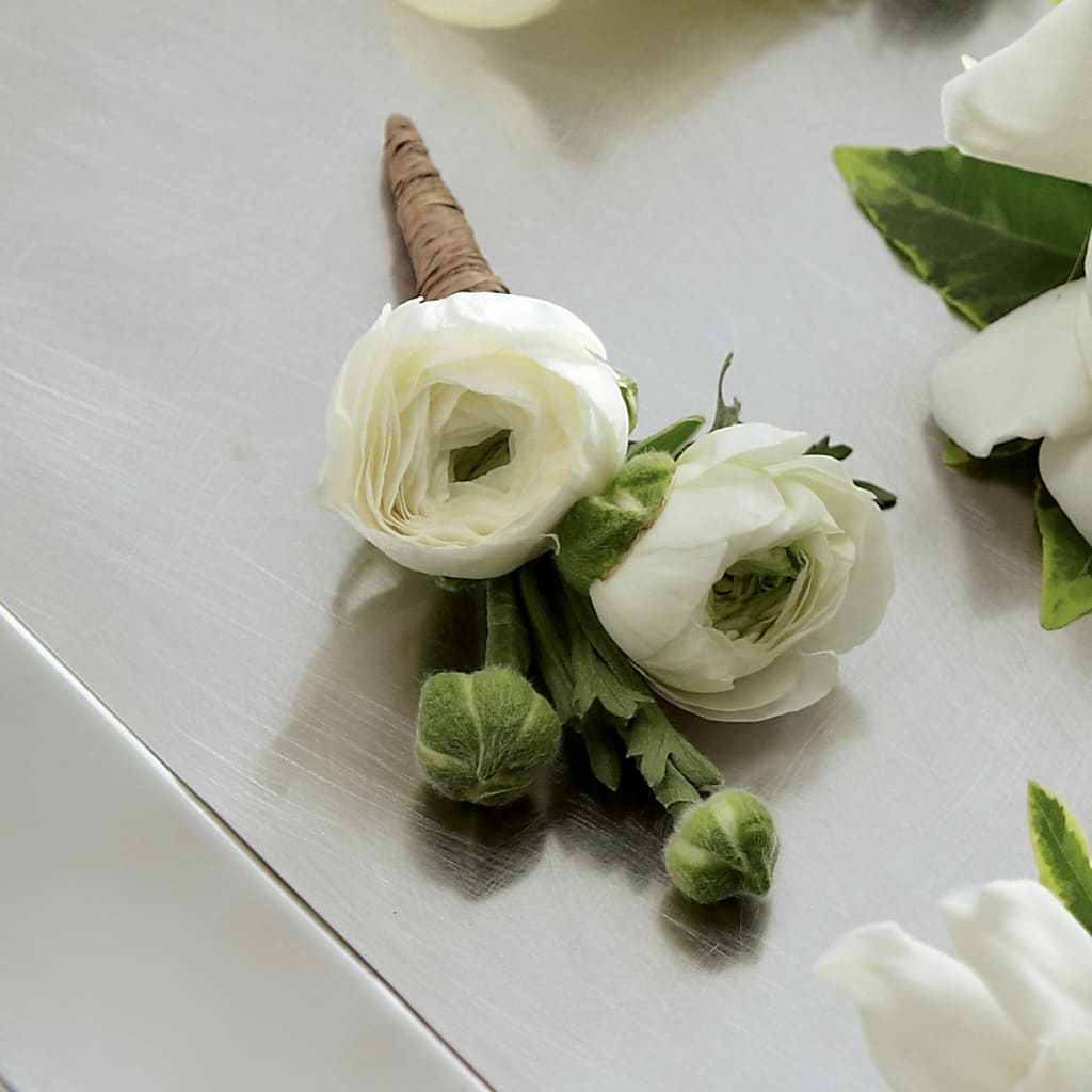 White Ranunculus Boutonniere – Netcong Village Florist, Netcong NJ