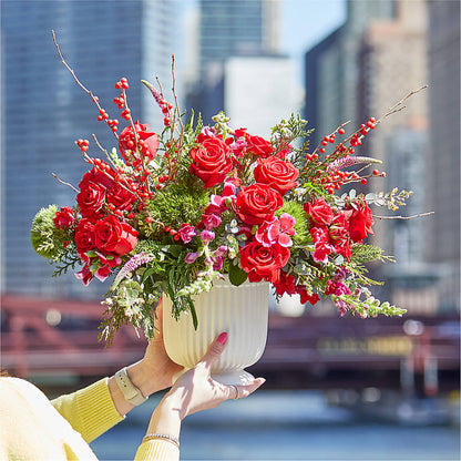 Big Red Bow Bouquet –  Netcong Village Florist, Netcong NJ