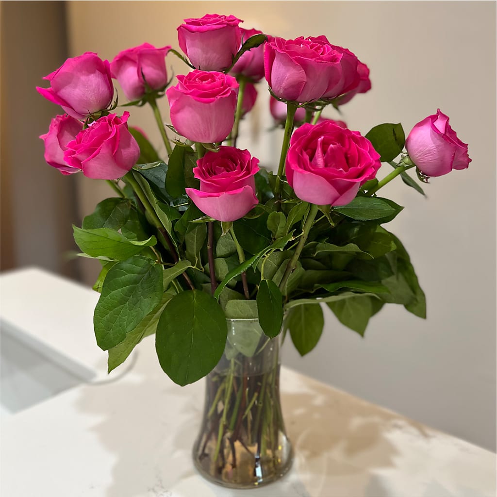 Long Stem Pink Rose Bouquet –  Netcong Village Florist, Netcong NJ