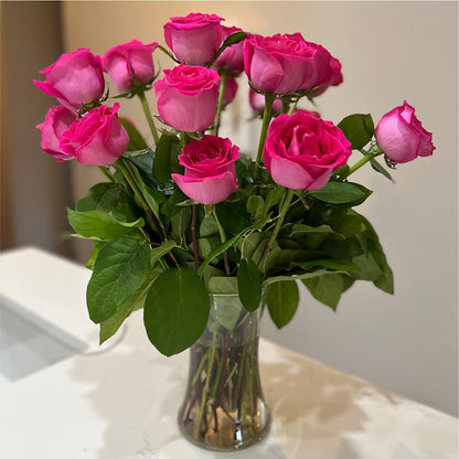 Long Stem Pink Rose Bouquet –  Netcong Village Florist, Netcong NJ