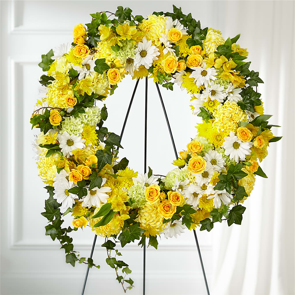 Golden Remembrance Wreath –  Netcong Village Florist, Netcong NJ