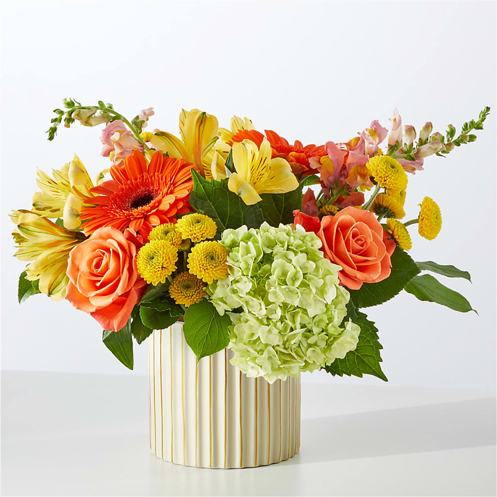 Autumn Sunshine Bouquet with Ivory Vase –  Netcong Village Florist, Netcong NJ