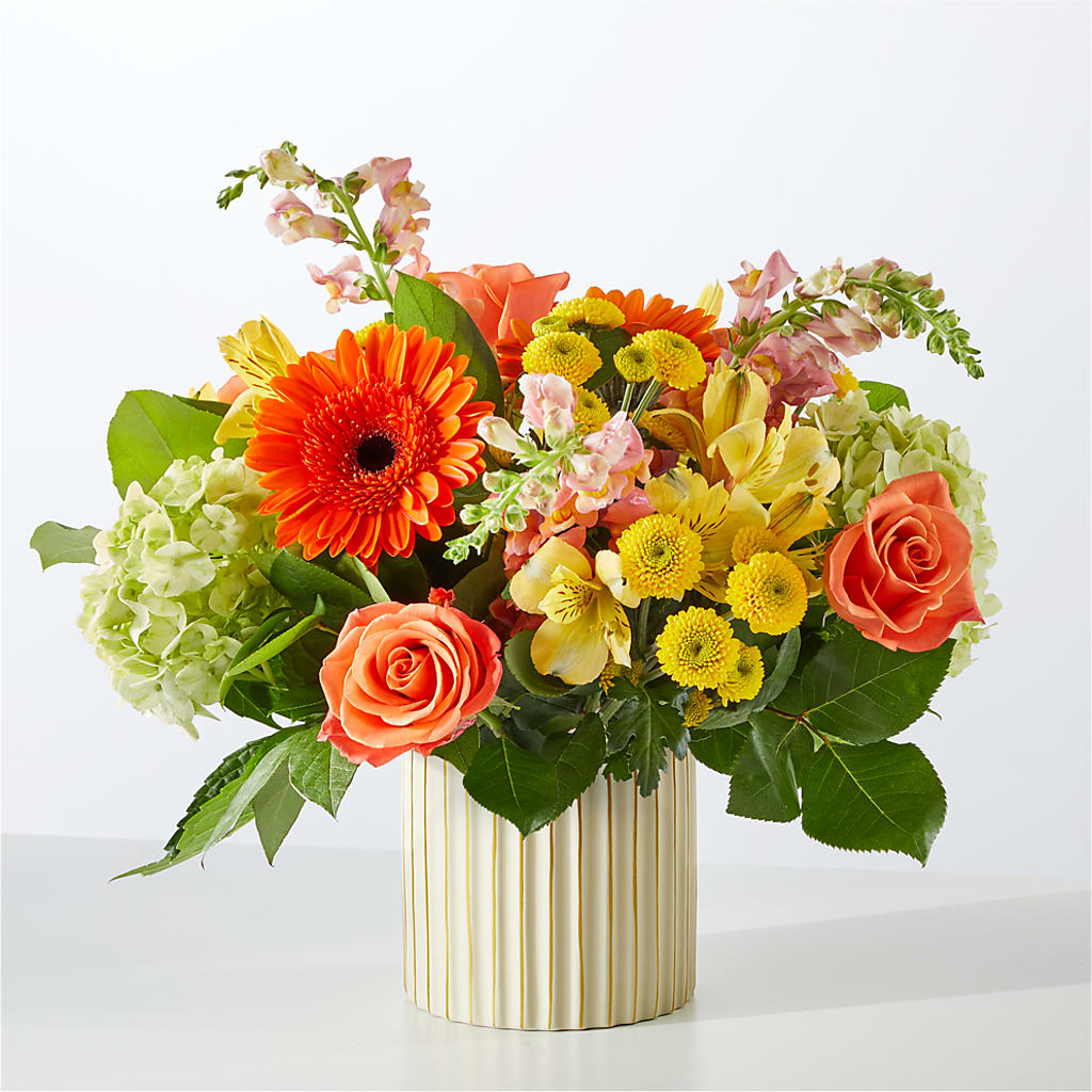 Autumn Sunshine Bouquet with Ivory Vase –  Netcong Village Florist, Netcong NJ