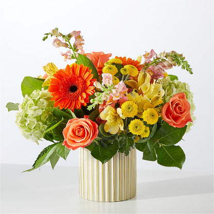 Autumn Sunshine Bouquet with Ivory Vase –  Netcong Village Florist, Netcong NJ