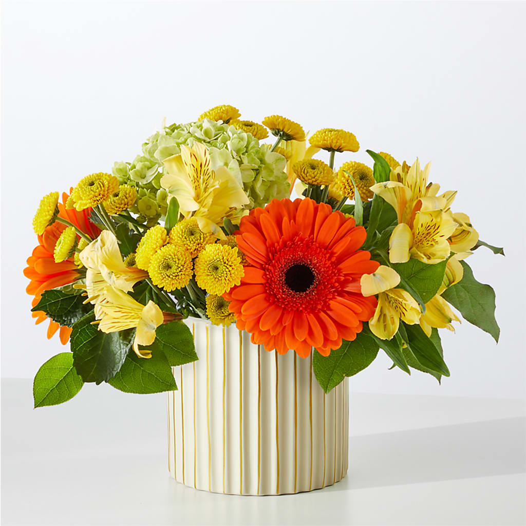 Autumn Sunshine Bouquet with Ivory Vase –  Netcong Village Florist, Netcong NJ