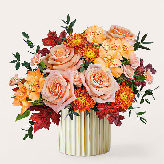 Spiced Latte Bouquet with Ivory Vase –  Netcong Village Florist, Netcong NJ