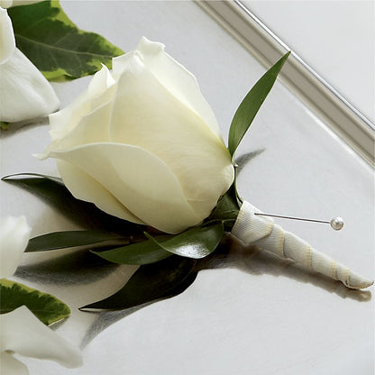 White Rose Boutonniere –  Netcong Village Florist, Netcong NJ